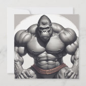 Gorilla Bodybuilder Pop Art Cartoon Tekening Kaart (Voorkant)