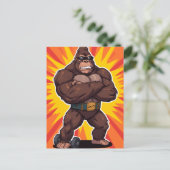 Gorilla Bodybuilder Weight Lifter Pop Art Cartoon Briefkaart (Staand voorkant)