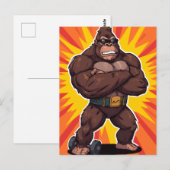 Gorilla Bodybuilder Weight Lifter Pop Art Cartoon Briefkaart (Voorkant / Achterkant)