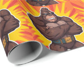 Gorilla Bodybuilder Weight Lifter Pop Art Cartoon Cadeaupapier (Rol Hoek)