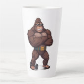 Gorilla Bodybuilder Weight Lifter Pop Art Cartoon Latte Mok (Voorkant)