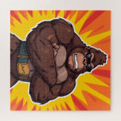 Gorilla Bodybuilder Weight Lifter Pop Art Cartoon Legpuzzel (Horizontaal)