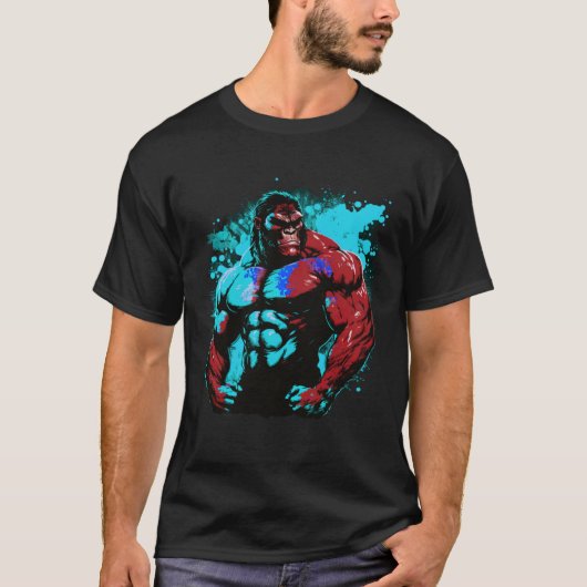 Gorilla Bodybuilding Muscles MMA Fighter Gym Worko T-shirt (Voorkant)