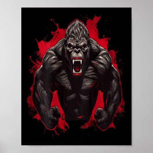 Gorilla Bodybuilding Workout Backprint Gym Poster (Voorkant)