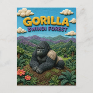 Gorilla Bwindi Woud Moderne KlayKoo Briefkaart