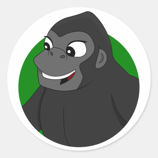 Gorilla Cartoon Classic Round Sticker (Voorkant)