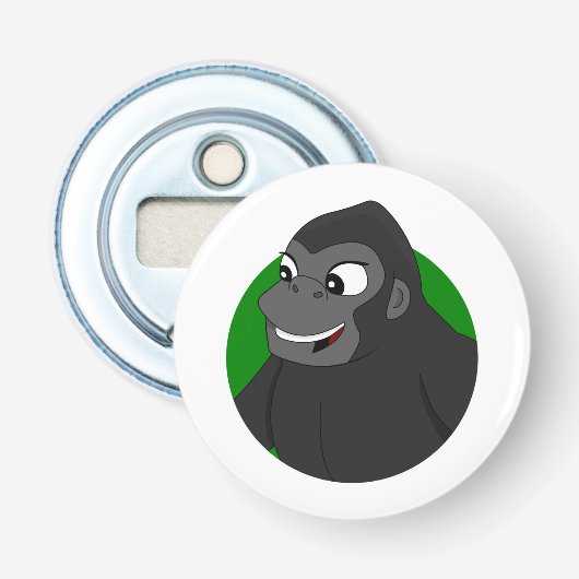 Gorilla Cartoon flesopener Button Flesopener (Voorkant)