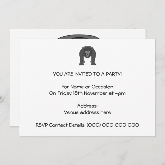Gorilla Cartoon Kaart (Voorkant / Achterkant)