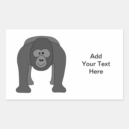 Gorilla Cartoon Rechthoekige Sticker (Voorkant)