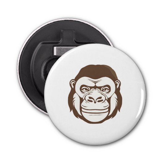 Gorilla Cartoon Tekening Button Flesopener (Voorkant)