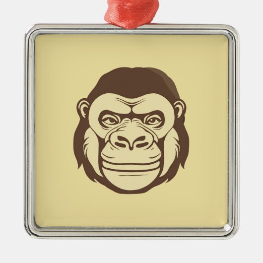 Gorilla Cartoon Tekening Metalen Ornament (Voorkant)