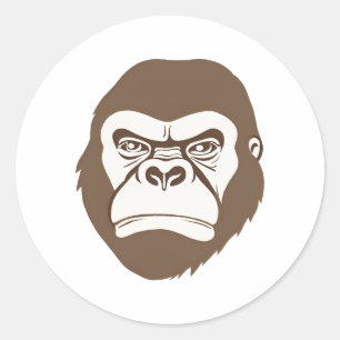 Gorilla Cartoon Tekening Ronde Sticker