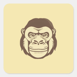 Gorilla Cartoon Tekening Vierkante Sticker