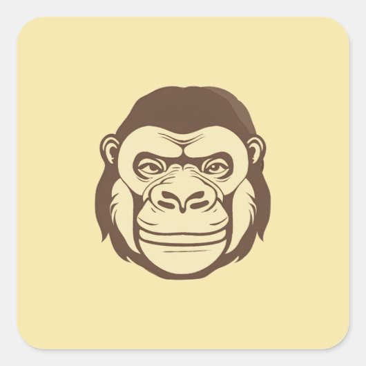 Gorilla Cartoon Tekening Vierkante Sticker (Voorkant)