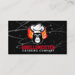 Gorilla chef pet flames grilling BBQ catering Contactkaartje