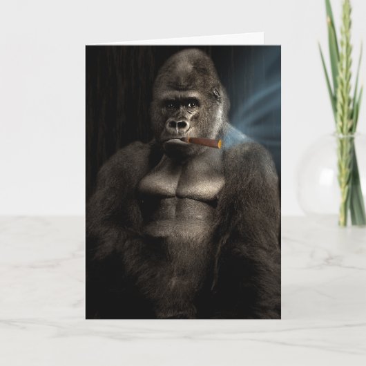 Gorilla Cigar Smoker Fun Birthday Card Kaart (Voorkant)