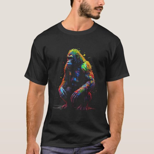 Gorilla Colourful Artwork  Animal Monkey Zoo Goril T-shirt (Voorkant)