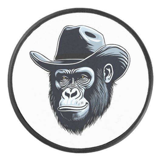 Gorilla Cowboy Hockey Puck (Voorkant)
