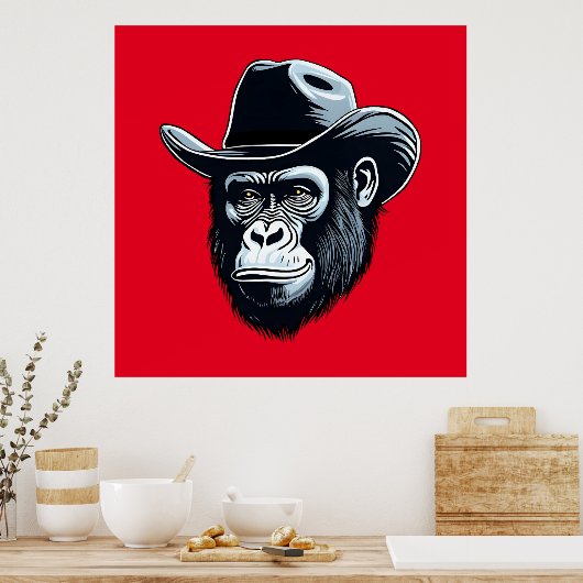 Gorilla Cowboy Poster (Keuken)