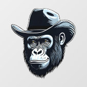 Gorilla Cowboy Raamsticker (Vel)