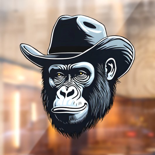 Gorilla Cowboy Raamsticker (Vel 2)