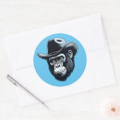 Gorilla Cowboy Ronde Sticker (Envelop)