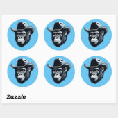 Gorilla Cowboy Ronde Sticker (Vel)