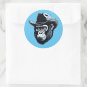 Gorilla Cowboy Ronde Sticker (Tas)