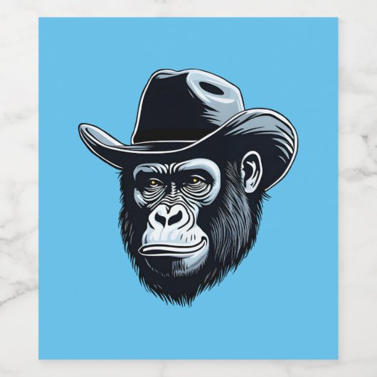 Gorilla Cowboy Wijn Etiket (Enkel label)