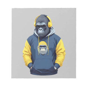 Gorilla Dearing Hoodie Grappig Cool Dier Karakter Notitieblok
