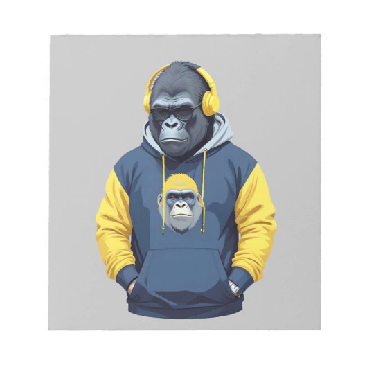 Gorilla Dearing Hoodie Grappig Cool Dier Karakter Notitieblok (Voorkant)