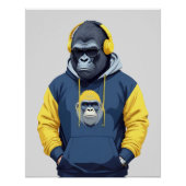 Gorilla Dearing Hoodie Grappig Cool Dier Karakter Perfect Poster (Voorkant)