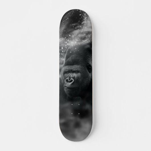 Gorilla Deep in ThrorBlack White Fog Persoonlijk Skateboard (Voorkant)