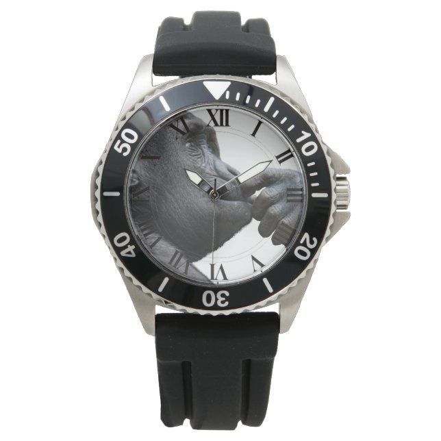 Gorilla denken met hand in mond horloge (Voorkant)