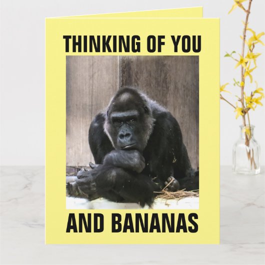 GORILLA DENKT AAN JE GRAPPIGE WENSKAART KAART (Gele Bloem)