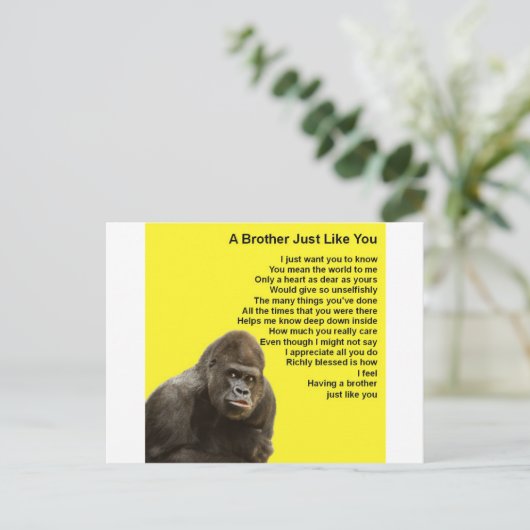 Gorilla Design - Broeder Poem Briefkaart (Staand voorkant)