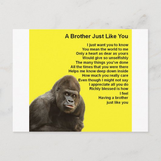 Gorilla Design - Broeder Poem Briefkaart (Voorkant)