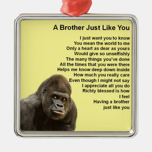 Gorilla Design - Broeder Poem Metalen Ornament (Voorkant)