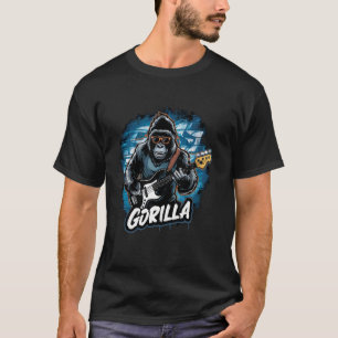Gorilla die basgitaar speelt T-shirt dier gitaar s