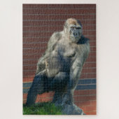 Gorilla die op een rots zit legpuzzel (Verticaal)
