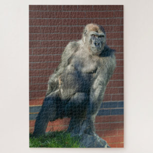 Gorilla die op een rots zit legpuzzel