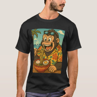 Gorilla die Ramennoedels eet met zonnebril Japans  T-shirt
