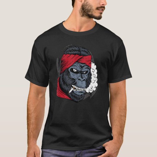 Gorilla die roken met een cigar Cool Krachtige Ani T-shirt (Voorkant)