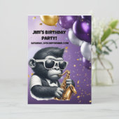 Gorilla die Saxofoon speelt Kaart (Staand voorkant)