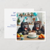 Gorilla die verjaardag viert, feestapen kaart (Voorkant / Achterkant)