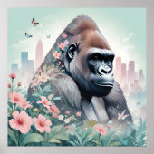 Gorilla Dier Natuur Milieu Stad Kunst Poster (Voorkant)