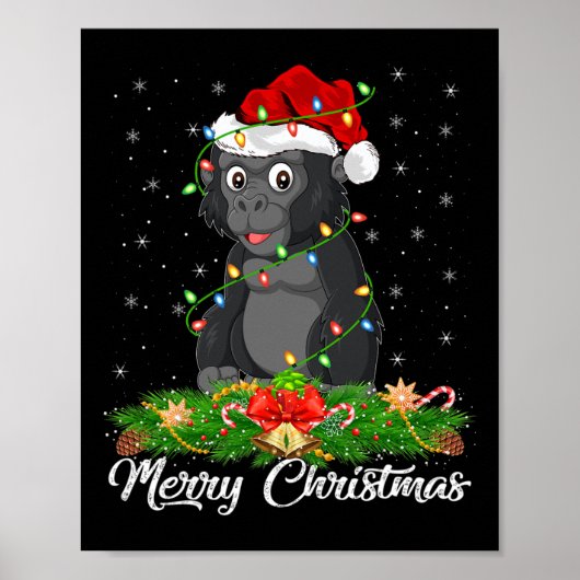 Gorilla Dierenvriend Matching Santa Hat Gorilla Ch Poster (Voorkant)