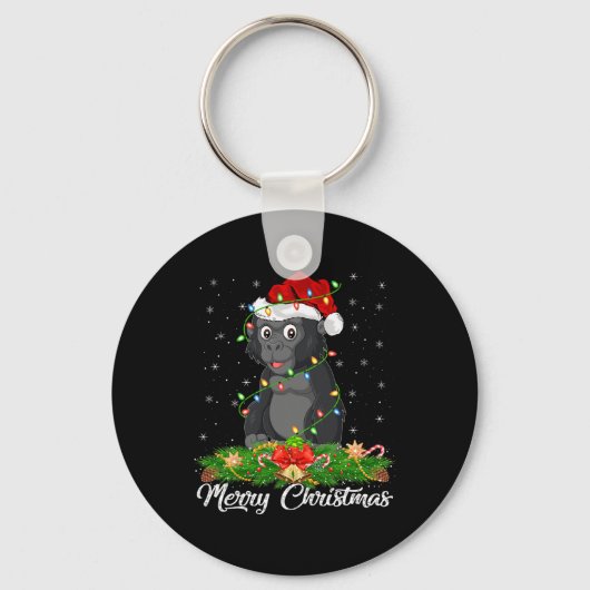 Gorilla Dierenvriend Matching Santa Hat Gorilla Ch Sleutelhanger (Voorkant)