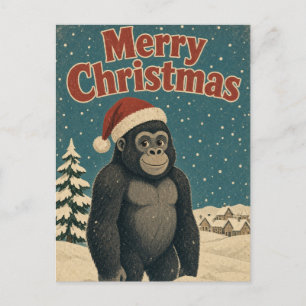 Gorilla Dorp Sneeuw Dier Kerstmis Briefkaart
