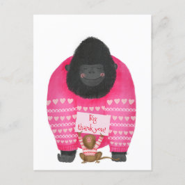 Gorilla & dwergzijdeaapje 'dank je wel' ansichtkaa briefkaart